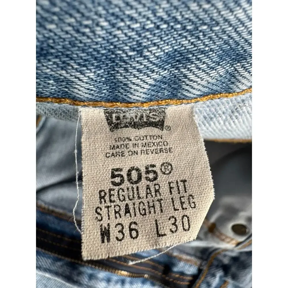 Vintage Levis 505 Orange Tab Jeans Mens 36x30 Made in Mexico Straight Leg 90s